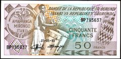 *50 Frankov Burundi 1991-93, P28 UNC - Kliknutím na obrázok zatvorte -