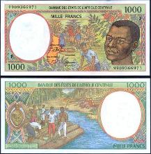 *1000 Frankov Stredoafrická Republika 1999, P302F UNC - Kliknutím na obrázok zatvorte -