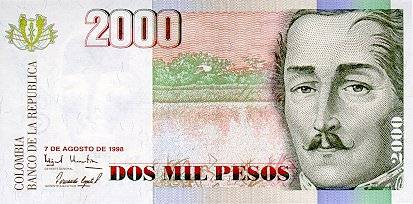 *2000 Pesos Oro Kolumbia 1999 P445e UNC - Kliknutím na obrázok zatvorte -
