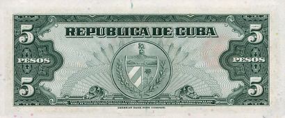 *5 Pesos Kuba 1960, P92a UNC - Kliknutím na obrázok zatvorte -