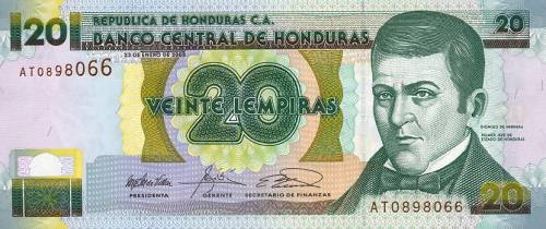 *20 Lempiras Honduras 2001, P87 UNC - Kliknutím na obrázok zatvorte -