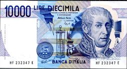 *10 000 Lír Taliansko 1984-98 P112 UNC, Alessandro Volta - Kliknutím na obrázok zatvorte -