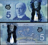 *5 Dolárov Kanada 2013, polymer P106 UNC - Kliknutím na obrázok zatvorte -