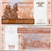 *500 Ariary = 2500 Francs Madagaskar 2014, hybrid UNC - Kliknutím na obrázok zatvorte -