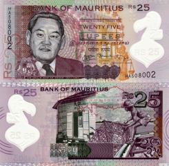 *25 Rupií Maurícius 2013-21, polymer P64 UNC - Kliknutím na obrázok zatvorte -