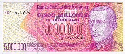 **5 Milión Córdobas Nicaragua 1990 - Kliknutím na obrázok zatvorte -