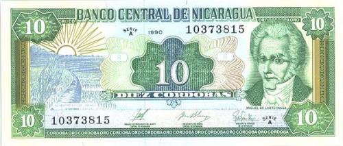 *10 Cordobas Nikaragua 1990 P175 UNC - Kliknutím na obrázok zatvorte -