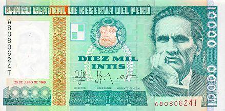 *10 000 Intis Peru 1988, P140 UNC - Kliknutím na obrázok zatvorte -