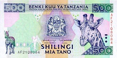 *500 Shilingi Tanzánia 1997, P30 UNC - Kliknutím na obrázok zatvorte -