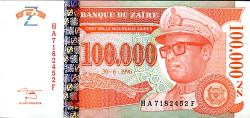 **100 000 Noveaux Zaires Zair 1996 - Kliknutím na obrázok zatvorte -