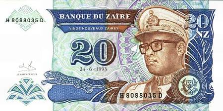 *20 Nouveaux Zaires Zair 1993, P56 UNC - Kliknutím na obrázok zatvorte -