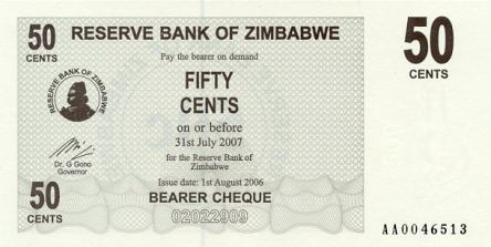 *50 Centov Zimbabwe 2006, P36 UNC, Bearer Cheque - Kliknutím na obrázok zatvorte -