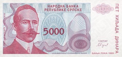 *5000 Dinárov Bosna a Hercegovina (Srbsko) P152 UNC - Kliknutím na obrázok zatvorte -