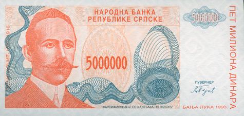 *5 000 000 Dinárov Bosna a Hercegovina (Srbsko) P156 UNC - Kliknutím na obrázok zatvorte -