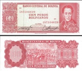 *100 Pesos Bolivianos Bolívia 1962, P164 UNC - Kliknutím na obrázok zatvorte -