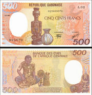 *500 Francs Gabon 1985, P8 UNC - Kliknutím na obrázok zatvorte -