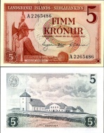 *5 Krónur Island 1957, P37b UNC - Kliknutím na obrázok zatvorte -