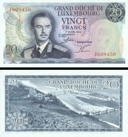 *20 frankov Luxemburgsko 1966, P54a UNC - Kliknutím na obrázok zatvorte -