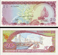 *20 Rufiyaa Maldivy 1983-7, P20 UNC - Kliknutím na obrázok zatvorte -