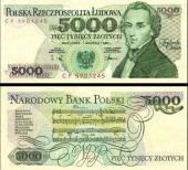 *5000 Zlotých Poľsko 1982, P150a UNC - Kliknutím na obrázok zatvorte -