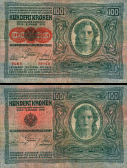 *100 Kronen Rakúsko 1919, P56 VF razítko - Kliknutím na obrázok zatvorte -