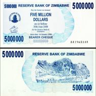 *5 000 000 Dolárov Zimbabwe 2008, P54 UNC - Kliknutím na obrázok zatvorte -