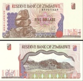 *5 Dolárov Zimbabwe 1997, P5 UNC - Kliknutím na obrázok zatvorte -