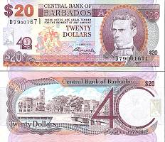 *20 barbadoských dolárov Barbados 2012, 40 rokov banky P72 UNC - Kliknutím na obrázok zatvorte -