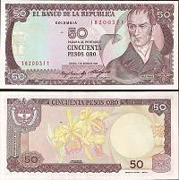 *50 Pesos Oro Kolumbia 1984-86, P425 UNC - Kliknutím na obrázok zatvorte -