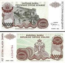 *500 000 Dinárov Chorvátsko, Srbská Krajina 1993 R23 UNC - Kliknutím na obrázok zatvorte -