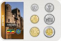 Sada 6 ks mincí Etiópia 1 Cent - 1 Birr 1977 - 2010 blister - Kliknutím na obrázok zatvorte -