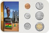 Sada 6 ks mincí Ghana 1 Pesewas - 1 Cedi 2007 blister - Kliknutím na obrázok zatvorte -