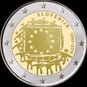 *2 Euro Slovinsko 2015, Vlajka EÚ - Kliknutím na obrázok zatvorte -