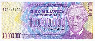 **10 000 000 Córdobas Nikaragua 1990 - Kliknutím na obrázok zatvorte -