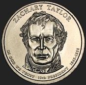 *Prezidentský 1 dolár USA 2010 P, 12. prezident Z.Taylor - Kliknutím na obrázok zatvorte -
