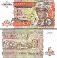 *500 000 Zaires Zair 1992, P43 UNC - Kliknutím na obrázok zatvorte -