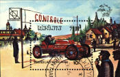 *Známky Laos 1984 Staré závodné auto, razítkovaný blok - Kliknutím na obrázok zatvorte -