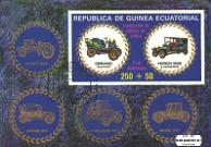 *Známky Rovníková Guinea 1976 Autá veterány, razítkovaný blok - Kliknutím na obrázok zatvorte -